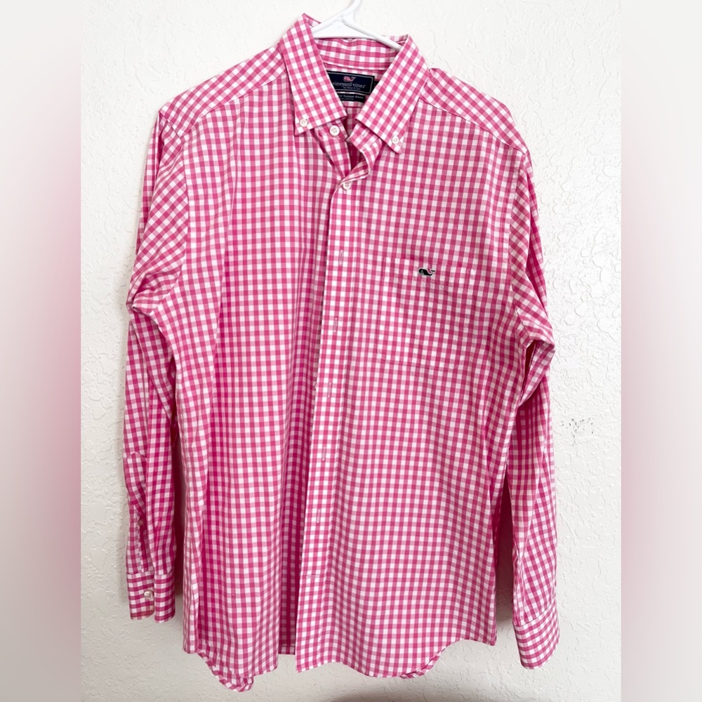 Vineyard Vines Pink & White Gingham Button-Down Shirt